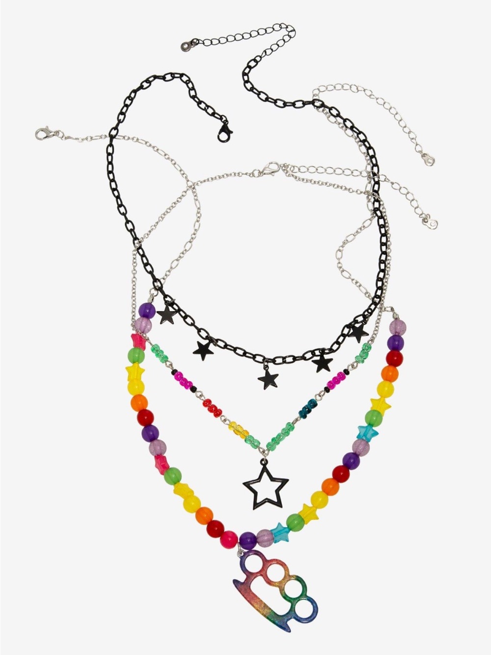 Multicolor Layered Star & Bead Necklace Set - Unbranded